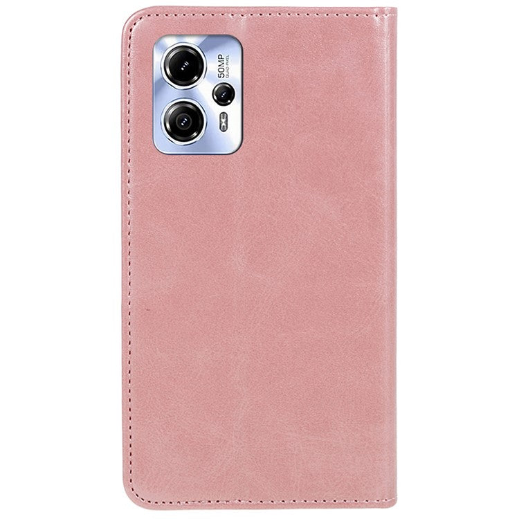 Calf Texture Phone Case for Motorola Moto G13 4G PU Leather Stand Wallet Protective Cover - Rose Gold