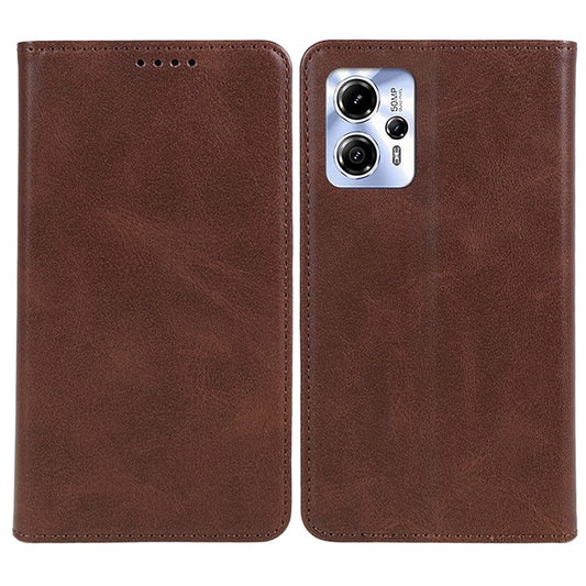 Calf Texture Phone Case for Motorola Moto G13 4G PU Leather Stand Wallet Protective Cover - Brown