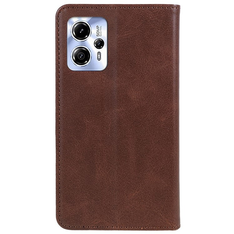 Calf Texture Phone Case for Motorola Moto G13 4G PU Leather Stand Wallet Protective Cover - Brown
