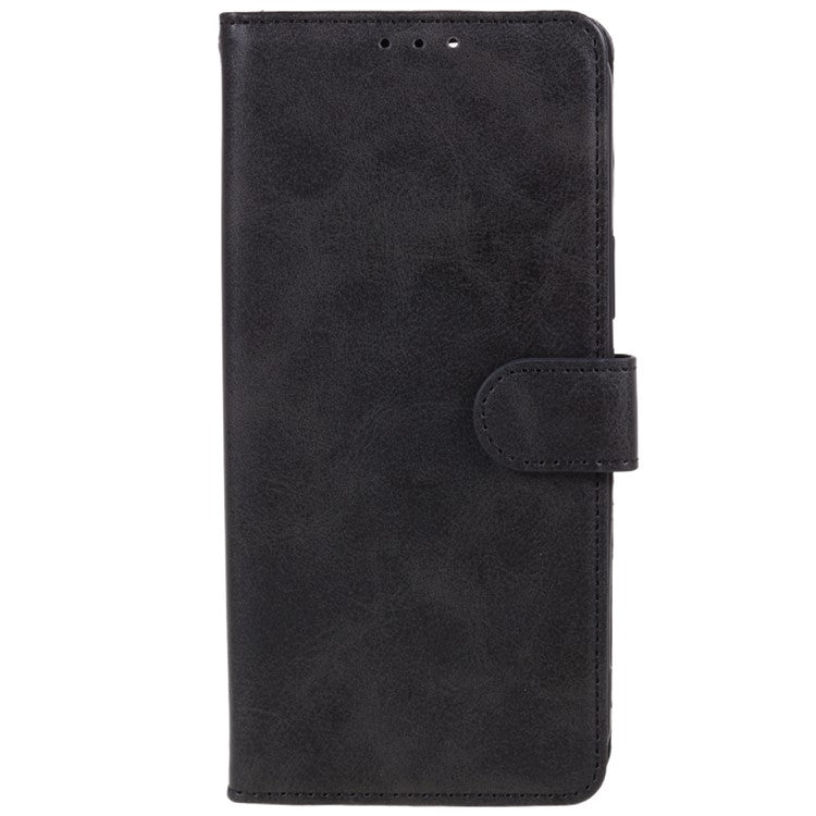 Anti-drop Phone Case for Motorola Moto G13 4G Calf Texture PU Leather Wallet Stand Cover - Black