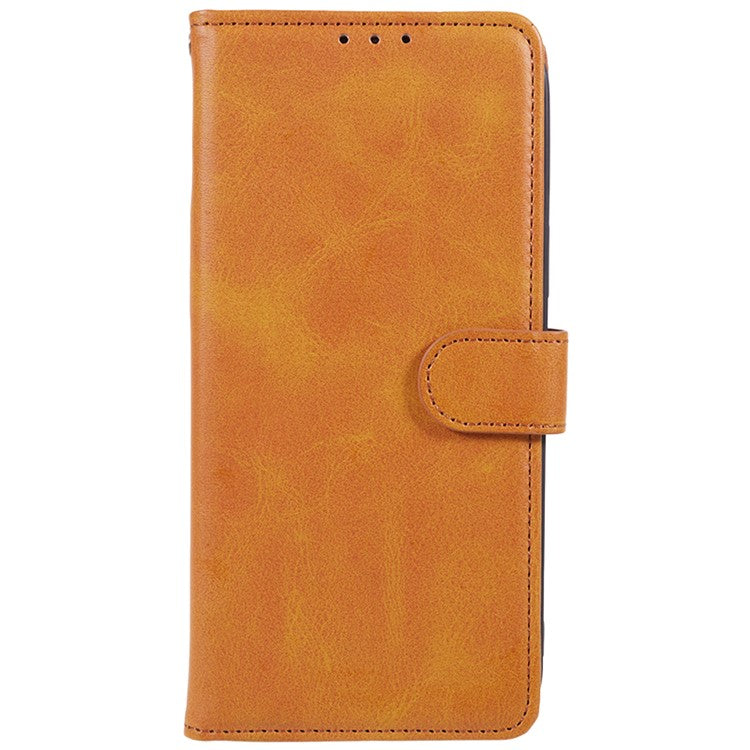 Anti-drop Phone Case for Motorola Moto G13 4G Calf Texture PU Leather Wallet Stand Cover - Khaki