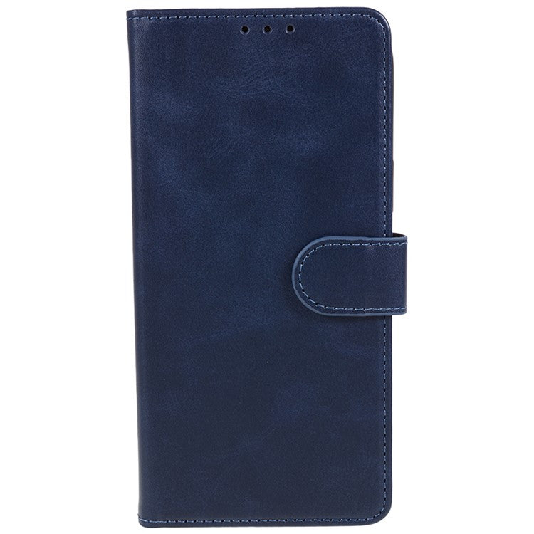 Anti-drop Phone Case for Motorola Moto G13 4G Calf Texture PU Leather Wallet Stand Cover - Blue