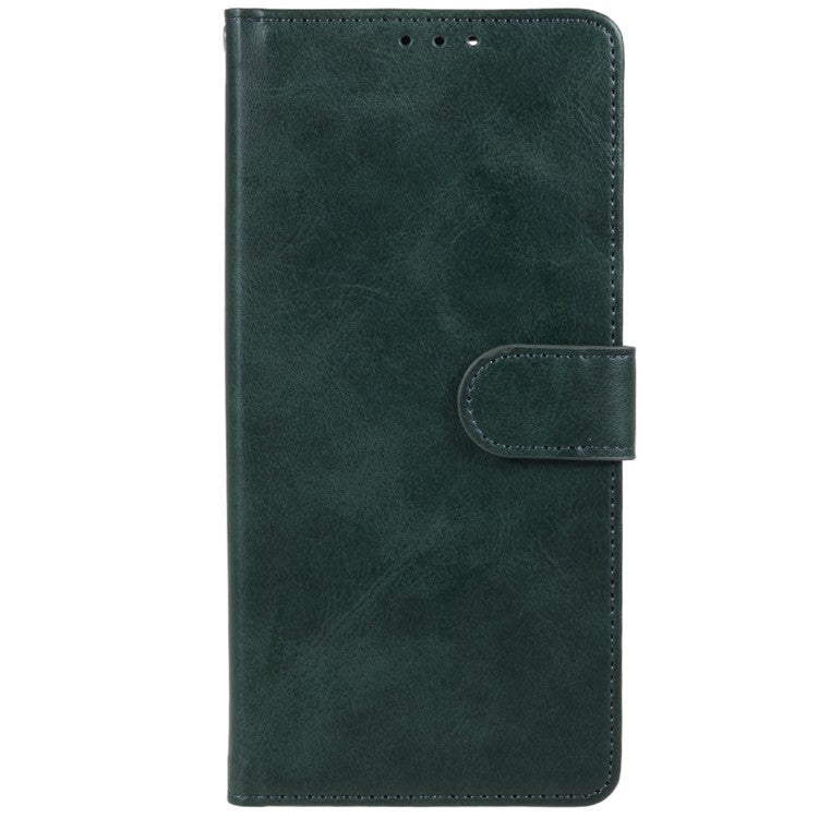 Anti-drop Phone Case for Motorola Moto G13 4G Calf Texture PU Leather Wallet Stand Cover - Midnight Green