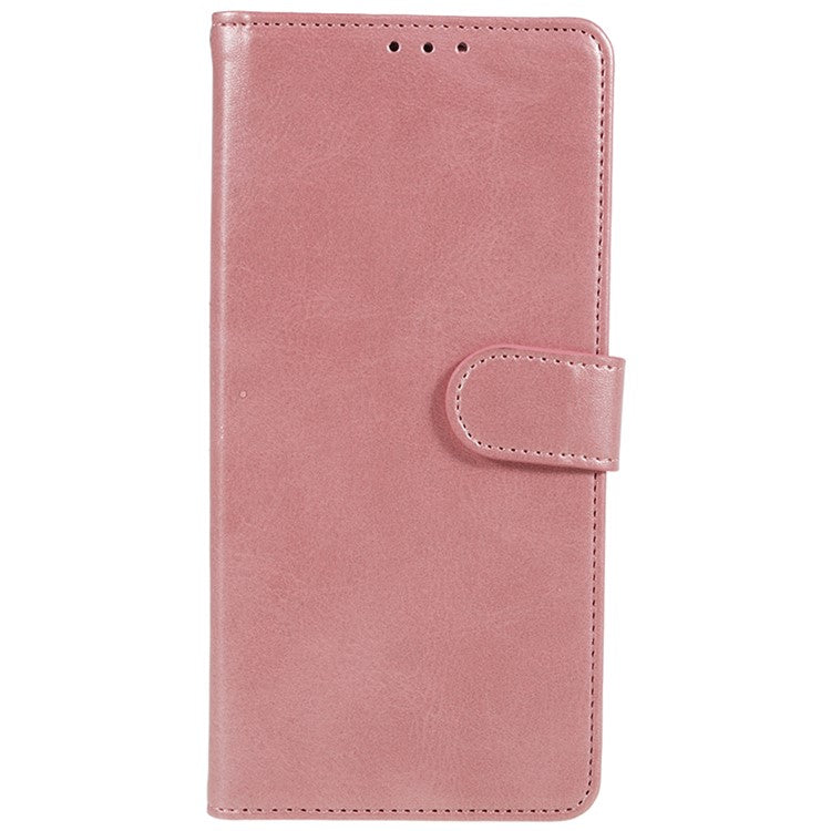 Anti-drop Phone Case for Motorola Moto G13 4G Calf Texture PU Leather Wallet Stand Cover - Rose Gold