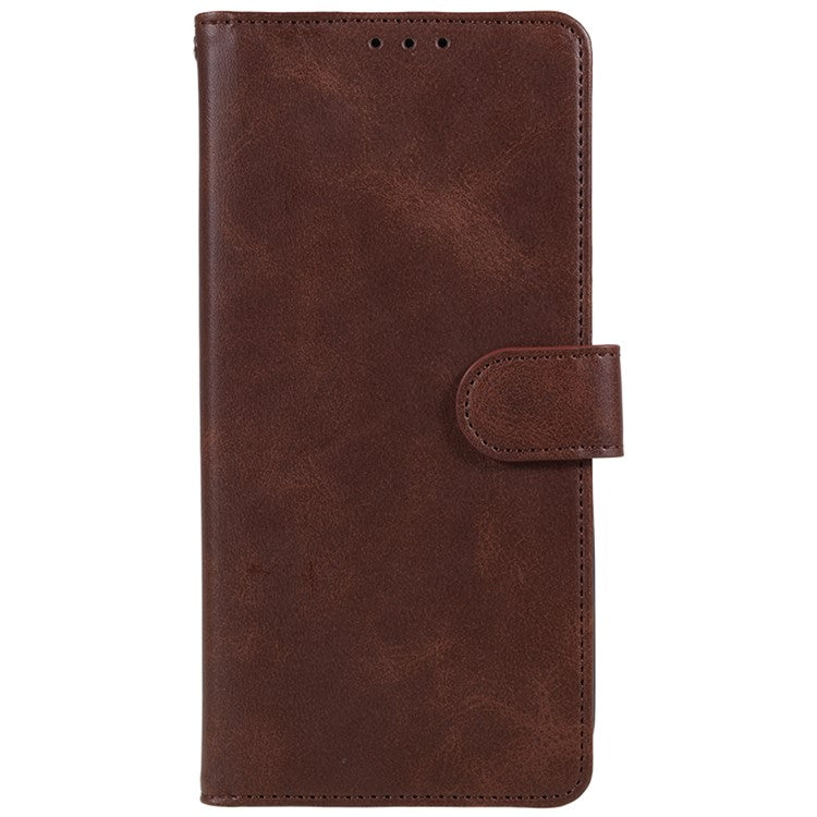 Anti-drop Phone Case for Motorola Moto G13 4G Calf Texture PU Leather Wallet Stand Cover - Brown