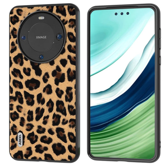 ABEEL Phone Case for Huawei Mate 60 Pro Leopard Texture Scratch-proof PU Leather+TPU+PC Cover - Champagne Gold