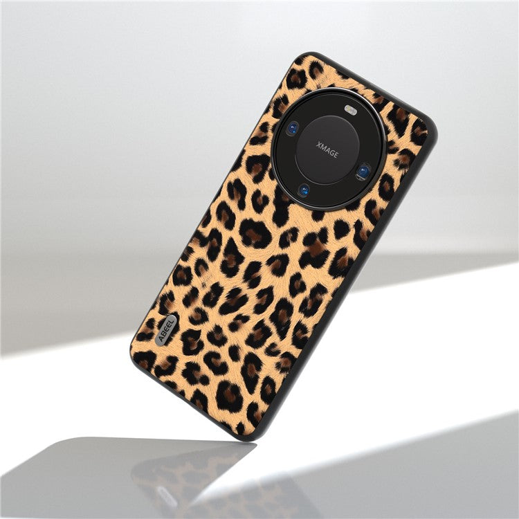 ABEEL Phone Case for Huawei Mate 60 Pro Leopard Texture Scratch-proof PU Leather+TPU+PC Cover - Champagne Gold