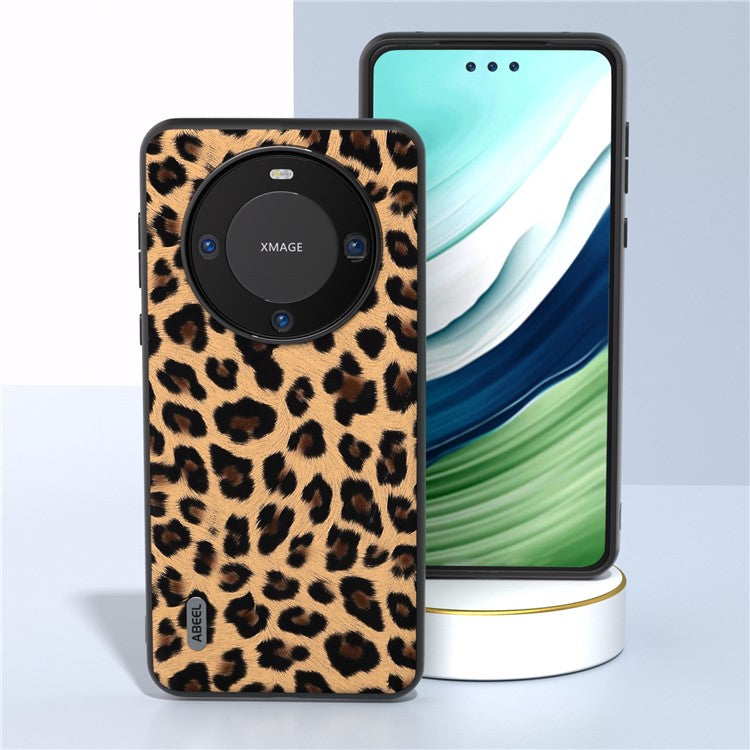 ABEEL Phone Case for Huawei Mate 60 Pro Leopard Texture Scratch-proof PU Leather+TPU+PC Cover - Champagne Gold