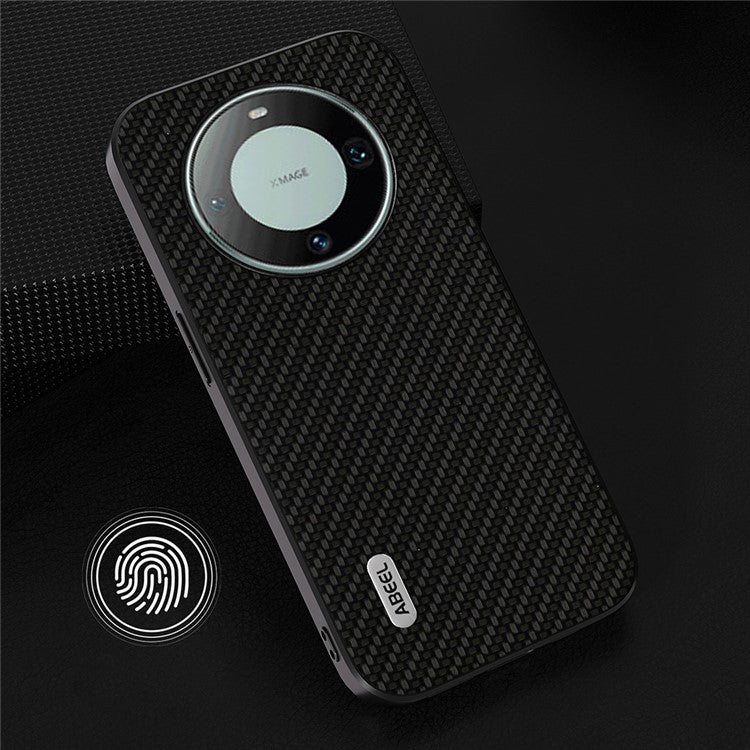 ABEEL For Huawei Mate 60 Phone Case Carbon Fiber Texture PU Leather Coated PC+TPU Phone Cover - Black