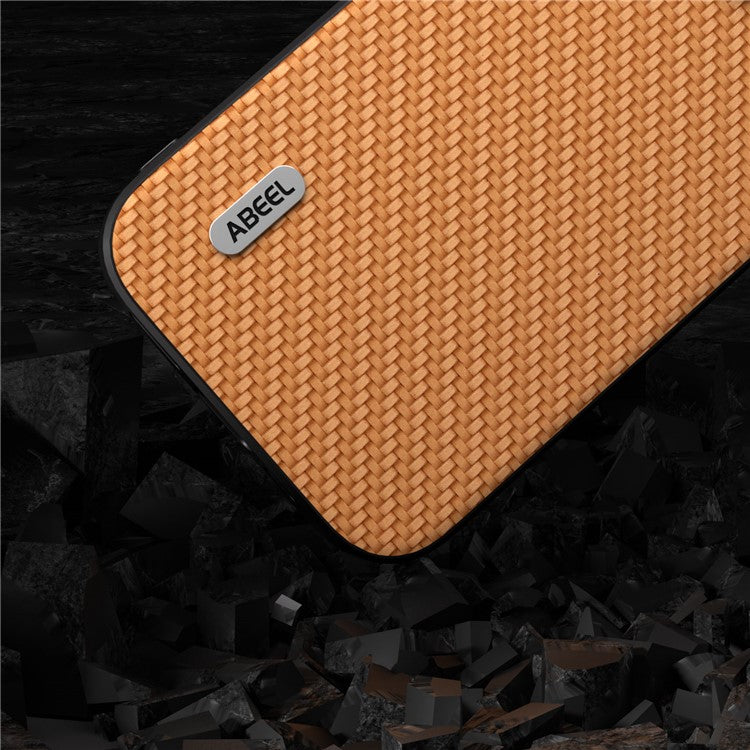 ABEEL For Huawei Mate 60 Phone Case Carbon Fiber Texture PU Leather Coated PC+TPU Phone Cover - Light Brown