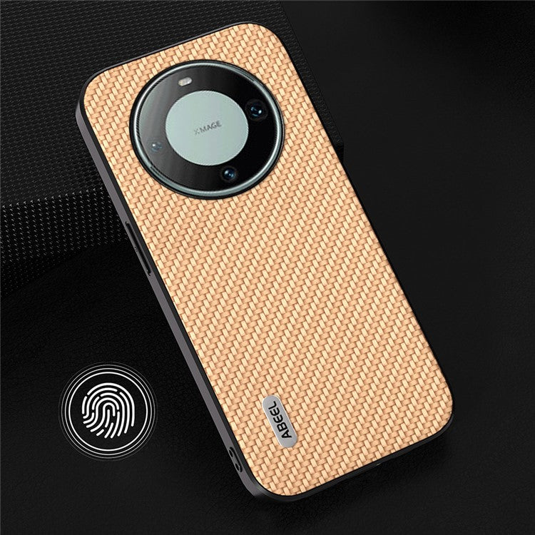 ABEEL For Huawei Mate 60 Pro Carbon Fiber Texture Phone Case PU Leather+PC+TPU Phone Cover - Light Yellow