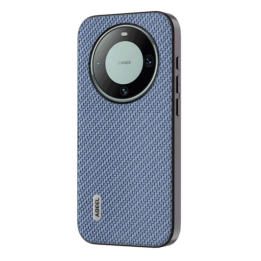 ABEEL For Huawei Mate 60 Pro Carbon Fiber Texture Phone Case PU Leather+PC+TPU Phone Cover - Baby Blue