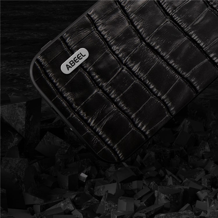 ABEEL For Huawei Mate 60 Cowhide Leather+TPU+PC Phone Case Crocodile Texture Smartphone Cover - Black