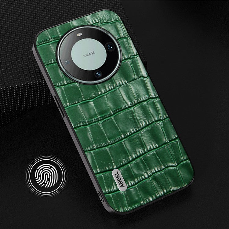 ABEEL For Huawei Mate 60 Pro Crocodile Texture Phone Cover Cowhide Leather+TPU+PC Phone Case - Green