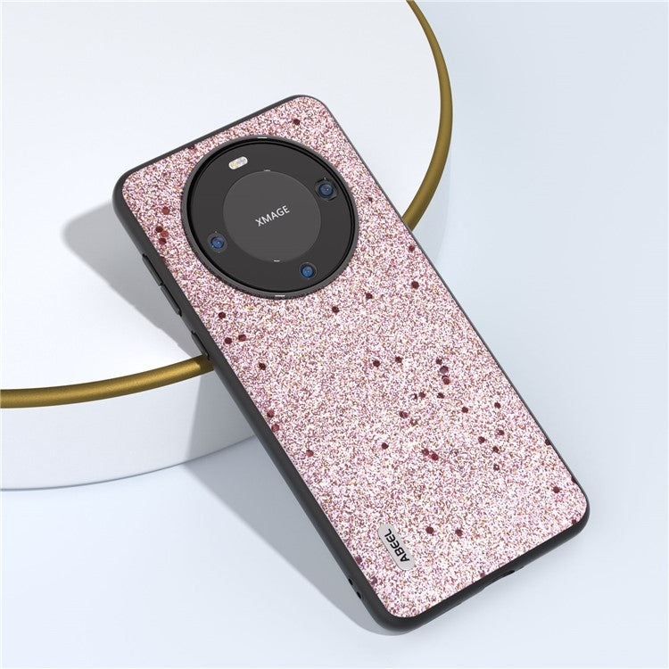 ABEEL For Huawei Mate 60 Glitter Leather Coated TPU+PC Case Anti-scratch Cell Phone Cover - Pink