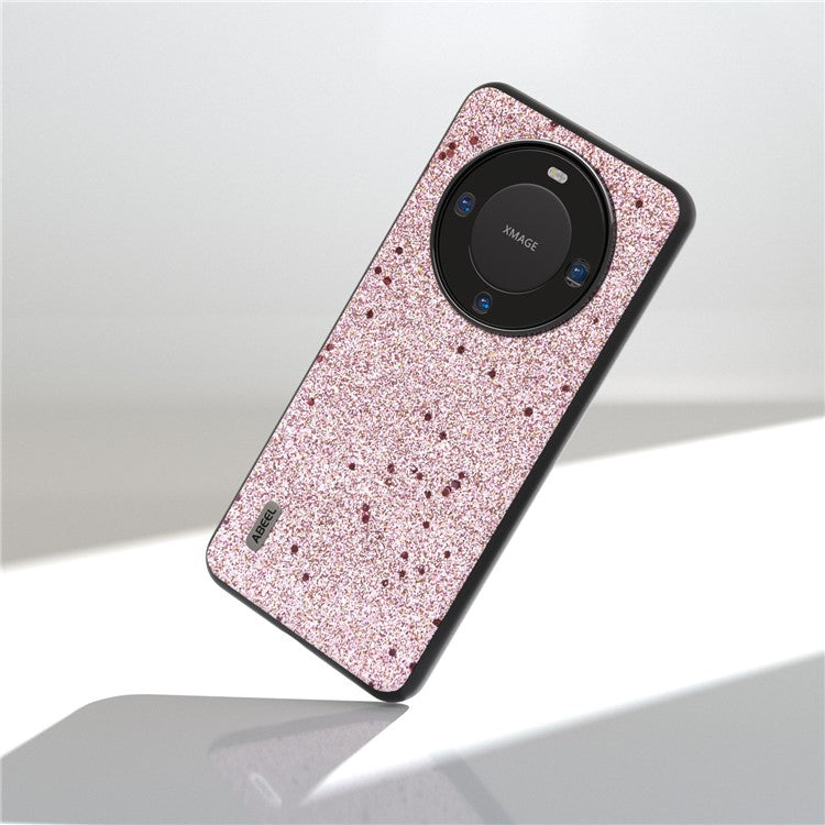 ABEEL For Huawei Mate 60 Glitter Leather Coated TPU+PC Case Anti-scratch Cell Phone Cover - Pink