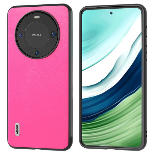 ABEEL For Huawei Mate 60 Phone Case Textured PU Leather Coated TPU+PC Anti-scratch Phone Cover - Rose