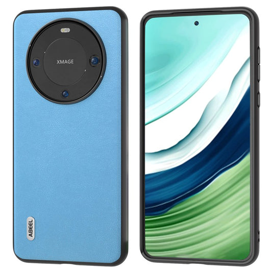 ABEEL For Huawei Mate 60 Phone Case Textured PU Leather Coated TPU+PC Anti-scratch Phone Cover - Sky Blue