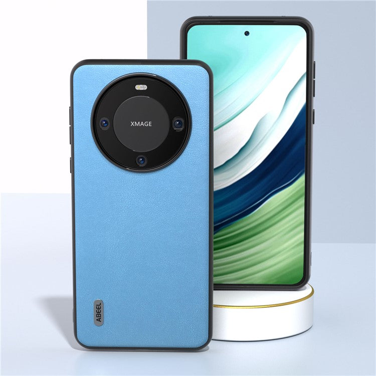 ABEEL For Huawei Mate 60 Phone Case Textured PU Leather Coated TPU+PC Anti-scratch Phone Cover - Sky Blue