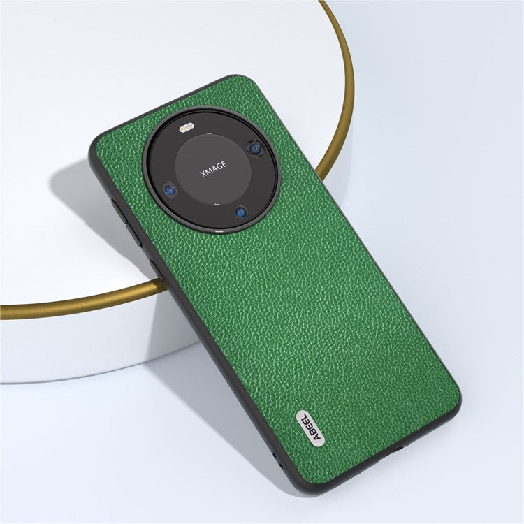 ABEEL For Huawei Mate 60 Pro Anti-scratch Phone Case Litchi Texture Cowhide Leather+PC+TPU Cover - Green