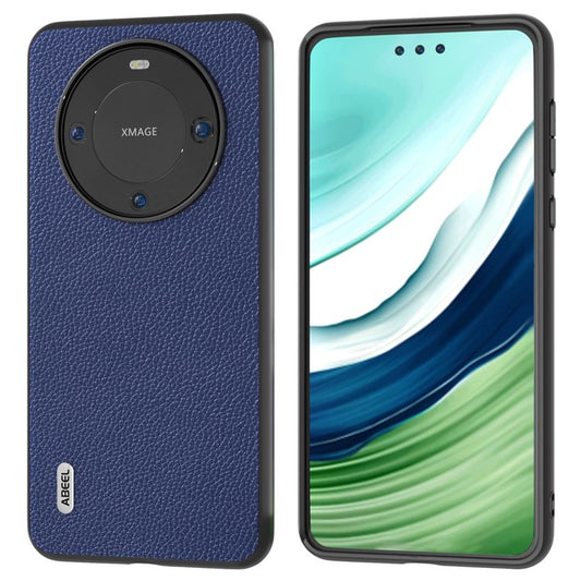 ABEEL For Huawei Mate 60 Pro Anti-scratch Phone Case Litchi Texture Cowhide Leather+PC+TPU Cover - Blue