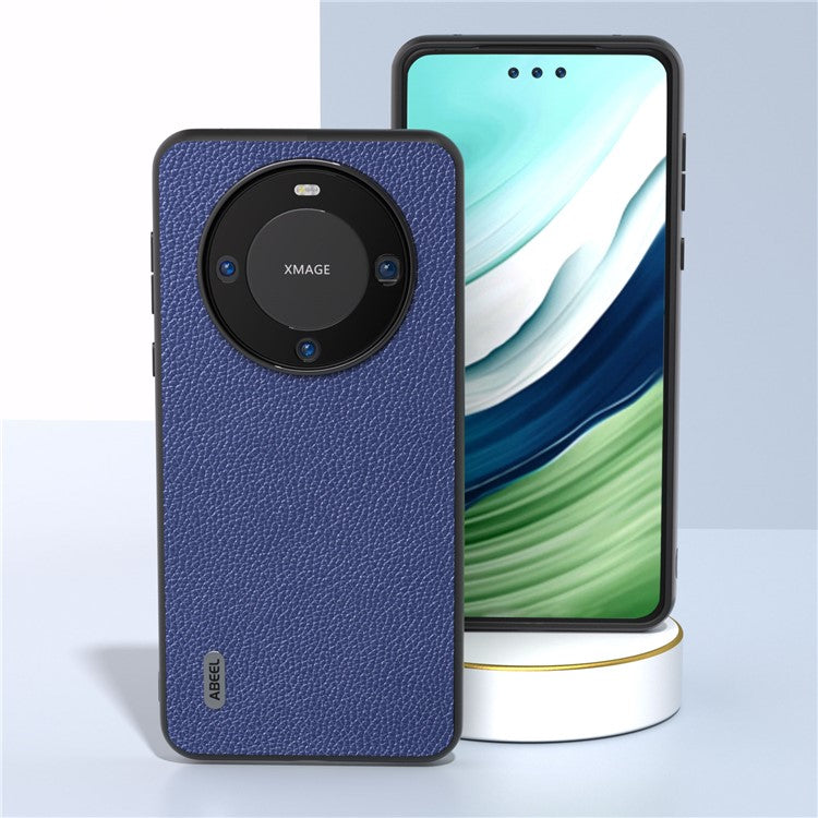 ABEEL For Huawei Mate 60 Pro Anti-scratch Phone Case Litchi Texture Cowhide Leather+PC+TPU Cover - Blue