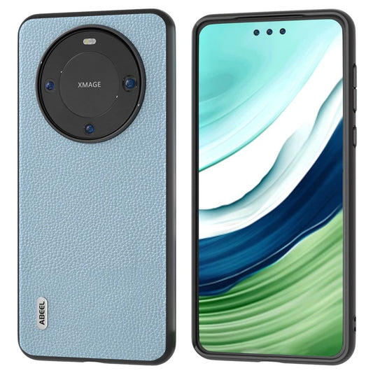 ABEEL For Huawei Mate 60 Pro Anti-scratch Phone Case Litchi Texture Cowhide Leather+PC+TPU Cover - Baby Blue
