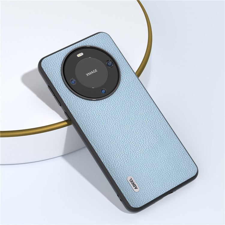 ABEEL For Huawei Mate 60 Pro Anti-scratch Phone Case Litchi Texture Cowhide Leather+PC+TPU Cover - Baby Blue