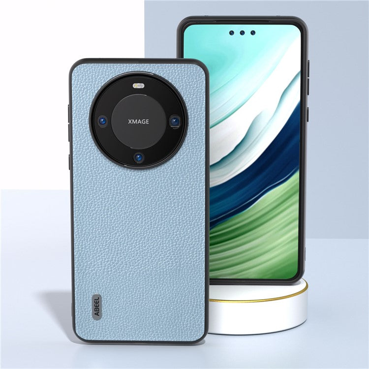 ABEEL For Huawei Mate 60 Pro Anti-scratch Phone Case Litchi Texture Cowhide Leather+PC+TPU Cover - Baby Blue