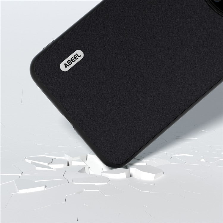 ABEEL Silky Feeling Phone Case for Huawei Mate 60 Pro , Cowhide Leather Coated PC+TPU Phone Cover - Black