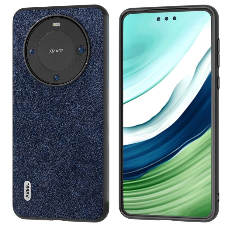 ABEEL For Huawei Mate 60 Pro Phone Case Retro Litchi Texture Leather Coated TPU+PC Cover - Blue