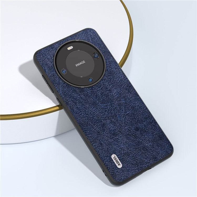 ABEEL For Huawei Mate 60 Pro Phone Case Retro Litchi Texture Leather Coated TPU+PC Cover - Blue