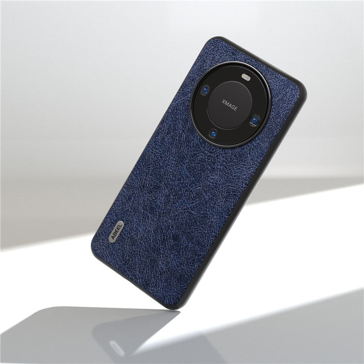 ABEEL For Huawei Mate 60 Pro Phone Case Retro Litchi Texture Leather Coated TPU+PC Cover - Blue