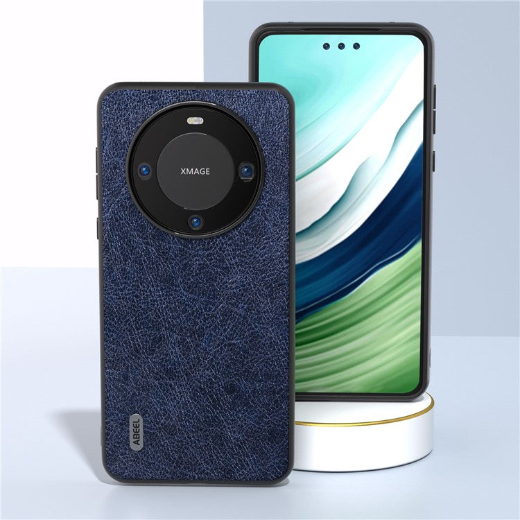 ABEEL For Huawei Mate 60 Pro Phone Case Retro Litchi Texture Leather Coated TPU+PC Cover - Blue