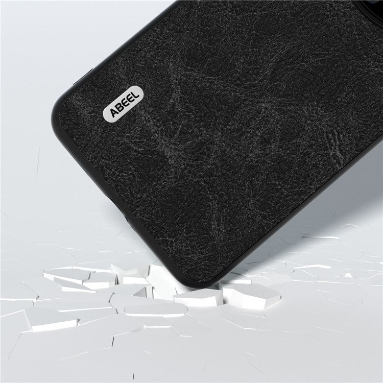 ABEEL For Huawei Mate 60 Pro Leather Coated PC+TPU Case Litchi Texture Phone Back Cover - Black