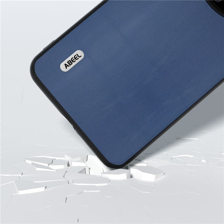 ABEEL Phone Case for Huawei Mate 60 Pro , Nappa Texture Genuine Cow Leather Coated PC+TPU Cover - Blue