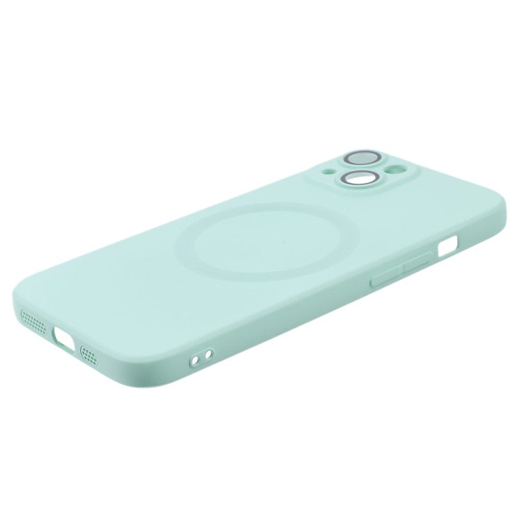 Magnetic Case for iPhone 14 Compatible with MagSafe Soft Liquid Silicone Shockproof Phone Cover with Lens Protector - Mint Green