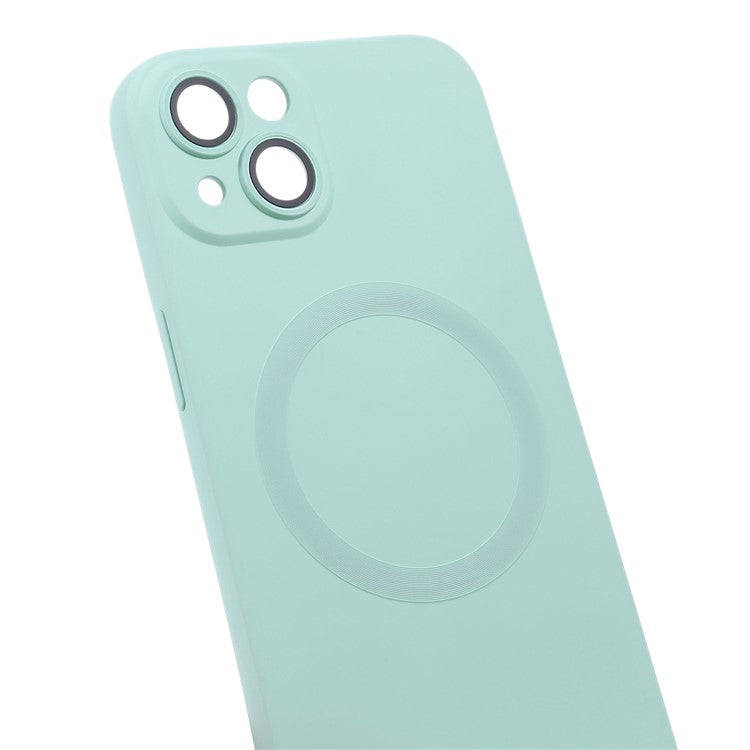 Magnetic Case for iPhone 14 Compatible with MagSafe Soft Liquid Silicone Shockproof Phone Cover with Lens Protector - Mint Green