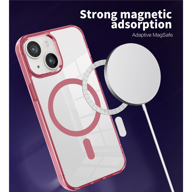 Magnetic Case Compatible with MagSafe for iPhone 14 / 13 , Transparent PC + TPU Phone Back Cover - Grey