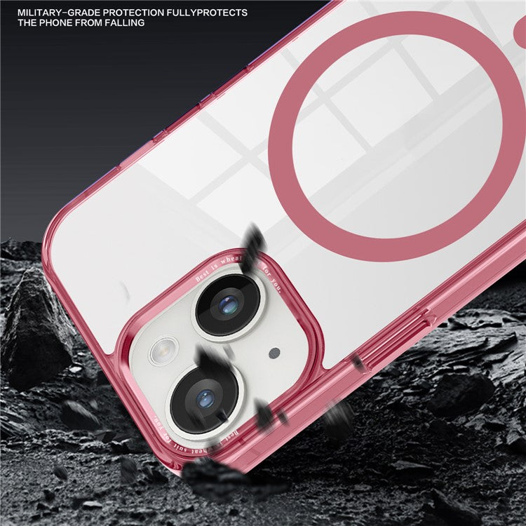 Magnetic Case Compatible with MagSafe for iPhone 14 / 13 , Transparent PC + TPU Phone Back Cover - Grey