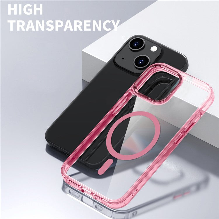 Magnetic Case Compatible with MagSafe for iPhone 14 / 13 , Transparent PC + TPU Phone Back Cover - Grey