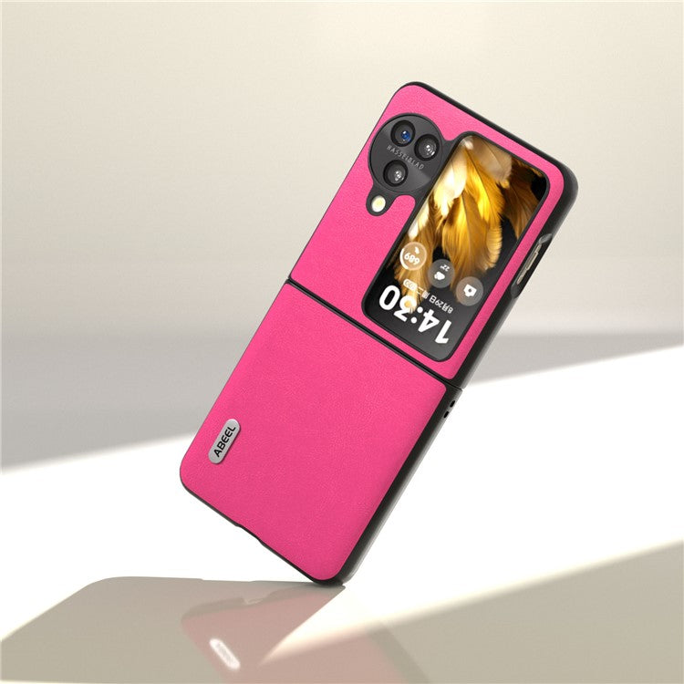 ABEEL For Oppo Find N3 Flip 5G Slim Fit Textured Phone Case PU Leather Coated PC Protective Cover - Rose