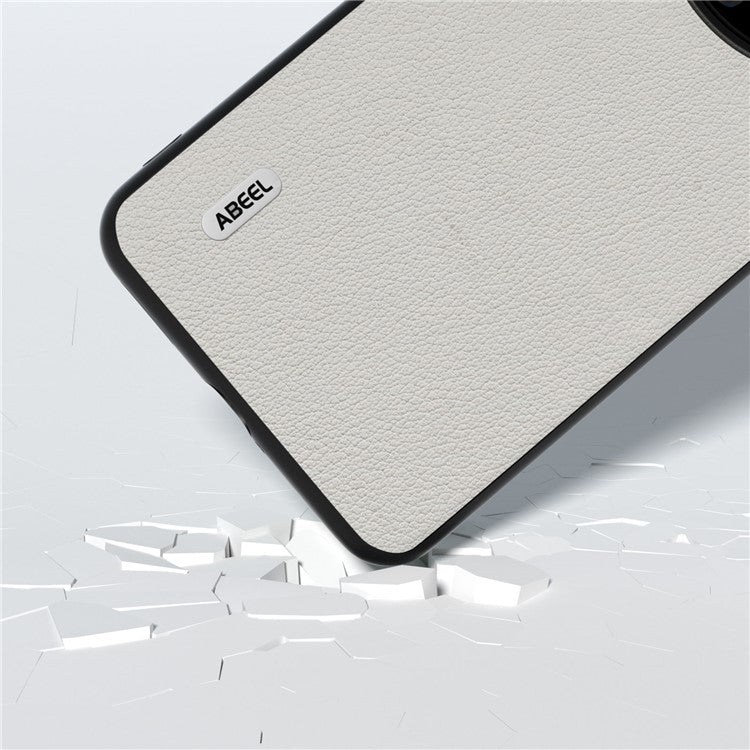 ABEEL For Huawei Mate 60 Textured Phone Case Genuine Cow Leather Coated PC+TPU Shockproof Cover - Grey