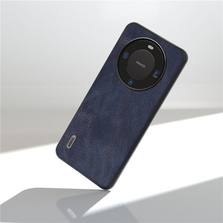 ABEEL For Huawei Mate 60 Cowhide Texture Phone Case PU Leather Coated TPU+PC Hybrid Protective Cover - Blue
