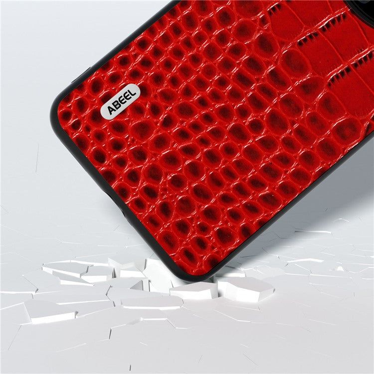 ABEEL For Huawei Mate 60 Crocodile Texture Phone Cover Genuine Cow Leather Coated PC+TPU Hybrid Case - Red