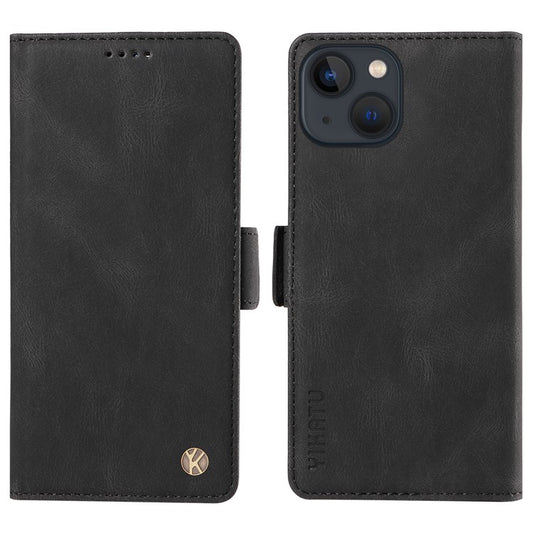 YIKATU YK-005 For iPhone 14 Wallet Case Stand PU Leather Skin-touch Magnetic Protective Phone Cover - Black