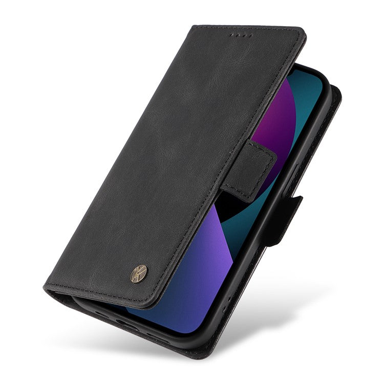 YIKATU YK-005 For iPhone 14 Wallet Case Stand PU Leather Skin-touch Magnetic Protective Phone Cover - Black