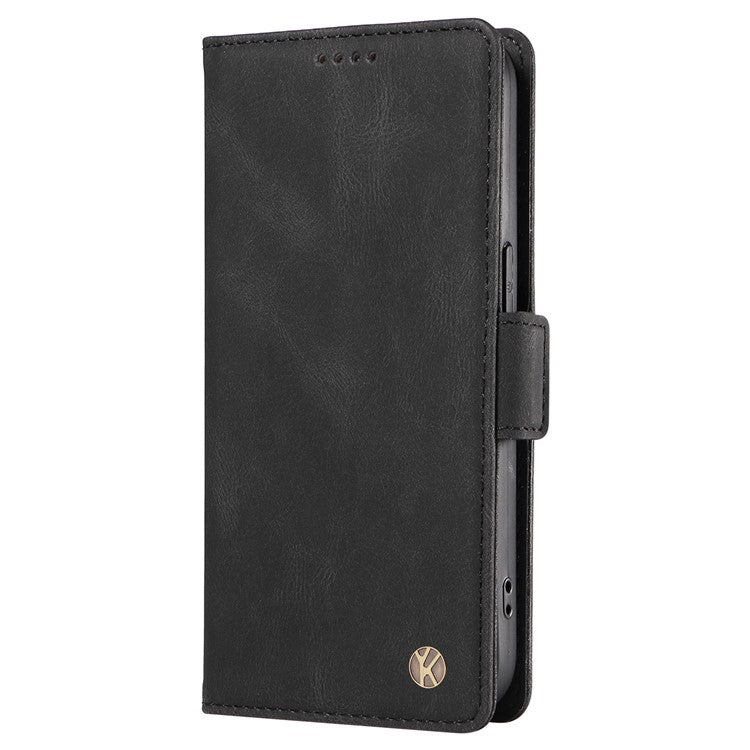 YIKATU YK-005 For iPhone 14 Wallet Case Stand PU Leather Skin-touch Magnetic Protective Phone Cover - Black