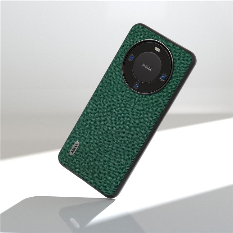 ABEEL For Huawei Mate 60 Pro Cowhide Leather Coating Phone Case Cross Texture TPU+PC Cover - Green