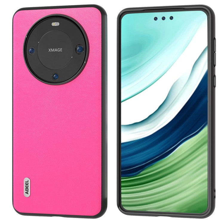 ABEEL For Huawei Mate 60 Pro Textured Phone Case PU Leather Coated TPU Anti-scratch Phone Cover - Rose